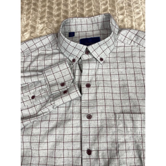 David Donahue Button‎ Down Shirt Gray Check Mens XL - Picture 1 of 16